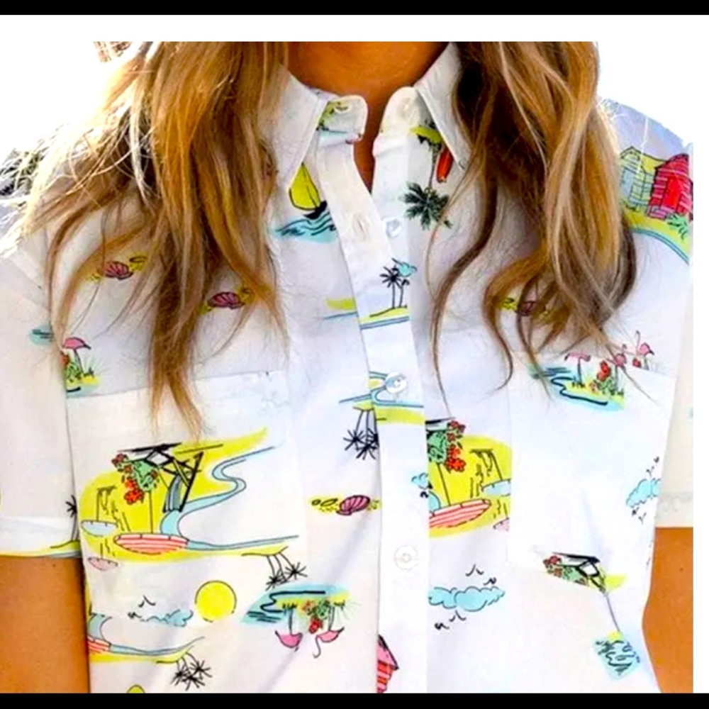 Fresh Produce XS Beachy Keen Camp Shirt •
New Women / Color: White /Size…